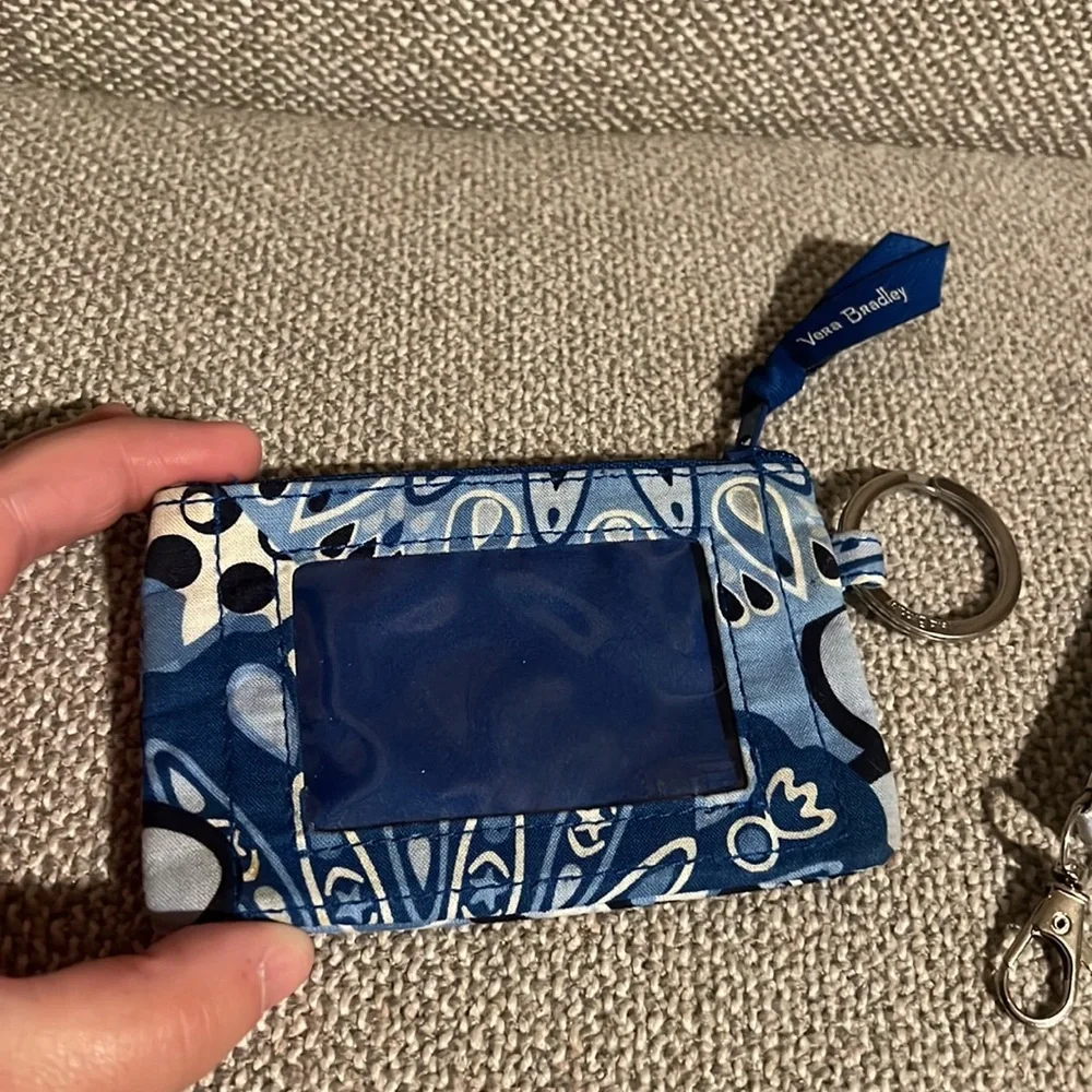 3/$30 Vera Bradley Card case blue burst and bonus wristlet strap